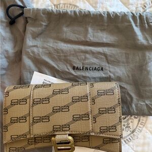 Balenciaga Beige Logo Clutch